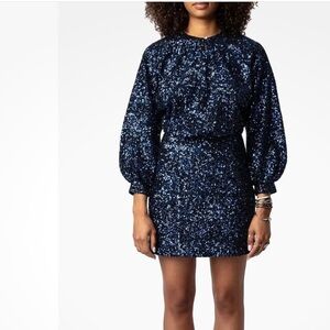 Zadig & Voltaire navy sequin dress size XS